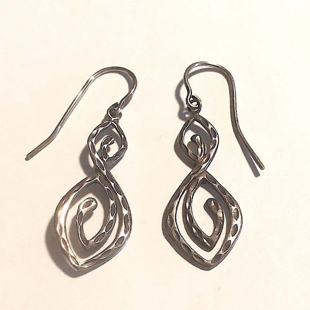 MICHAEL Hill Sterling Silver Diamond Cut Infinity Design Earrings 1.5”